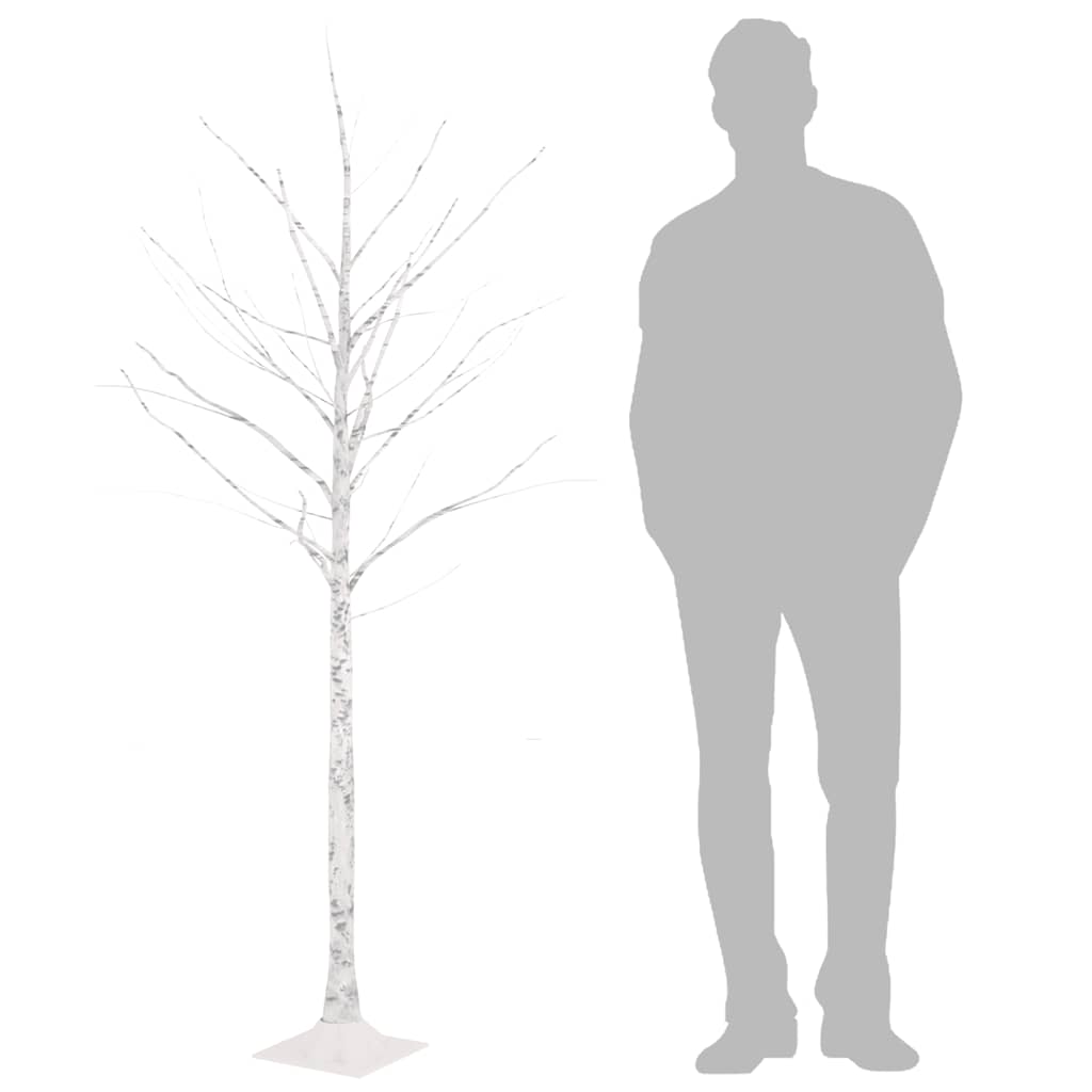 vidaXL Artificial Christmas Tree Warm White 96 LEDs 180 cm White Birch