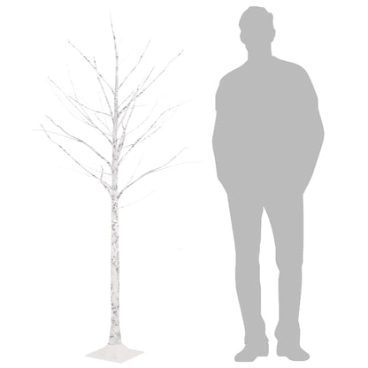 vidaXL Artificial Christmas Tree Warm White 96 LEDs 180 cm White Birch