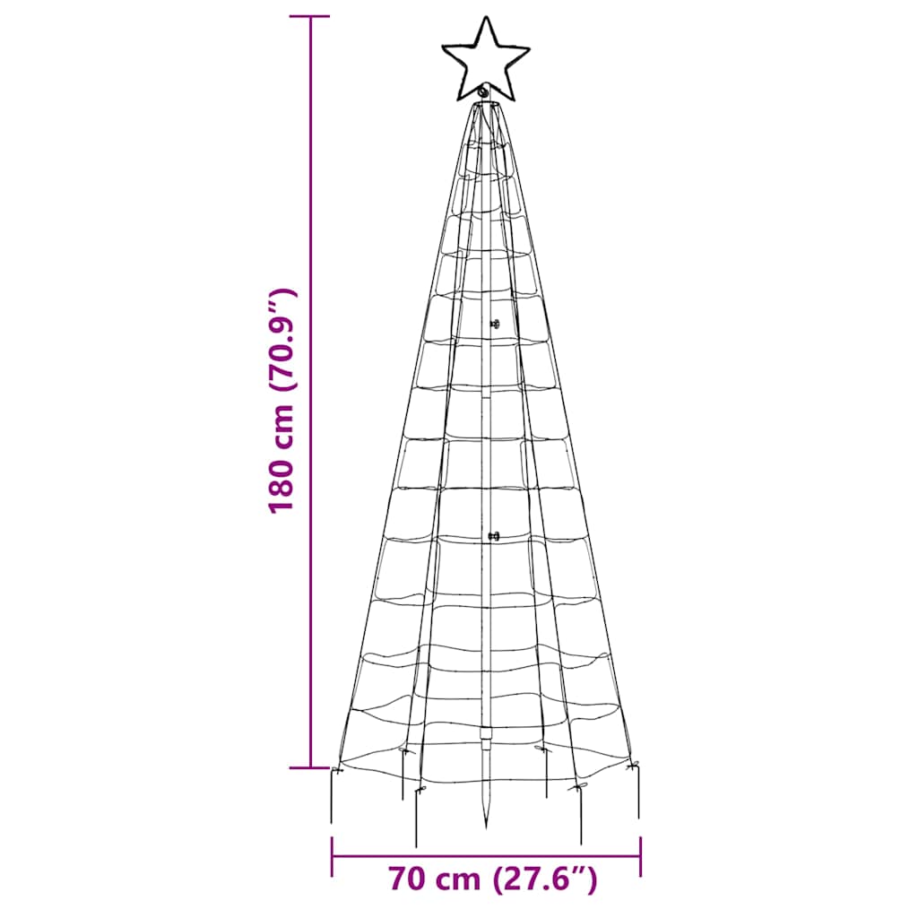 vidaXL LED Christmas Tree with Spikes 220 LEDs Cold White 180 cm