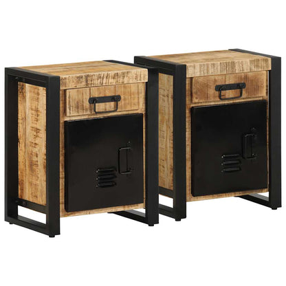 vidaXL Bedside Cabinets 2 pcs Solid Rough Wood Mango