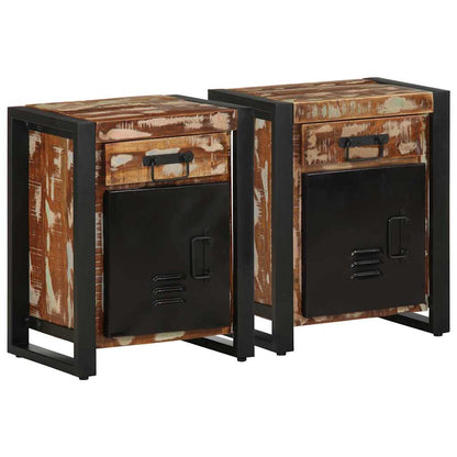vidaXL Bedside Cabinets 2 pcs Multicolour Solid Rough Wood Mango