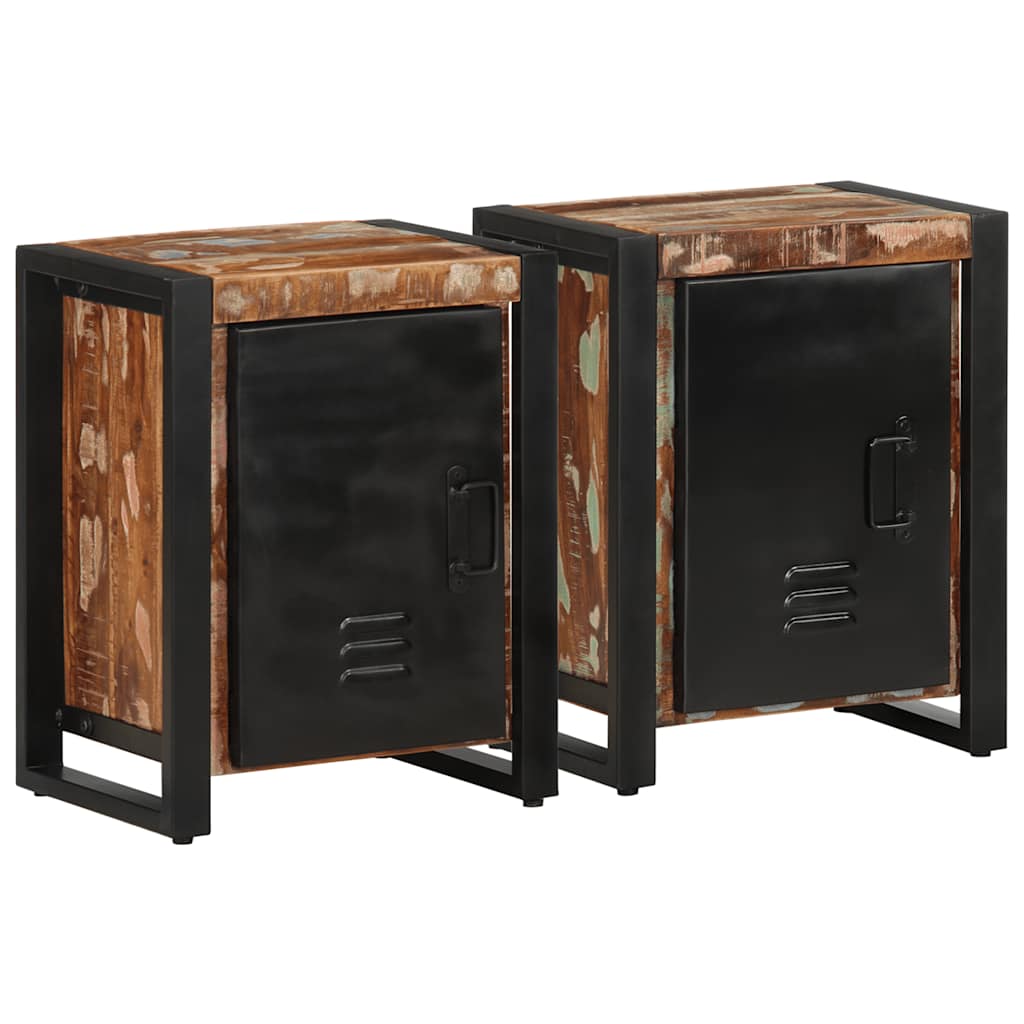 vidaXL Bedside Cabinets 2 pcs Multicolour Solid Rough Wood Mango