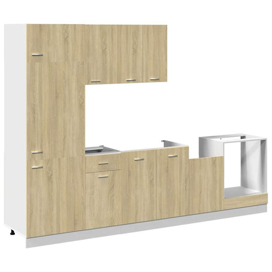vidaXL 7 Piece Kitchen Cabinet Set Lyon  Sonoma Oak Engineered Wood