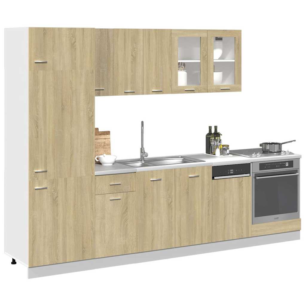 vidaXL 8 Piece Kitchen Cabinet Set Lyon  Sonoma Oak Engineered Wood