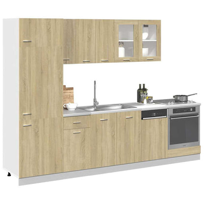 vidaXL 8 Piece Kitchen Cabinet Set Lyon  Sonoma Oak Engineered Wood