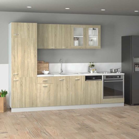 vidaXL 8 Piece Kitchen Cabinet Set Lyon  Sonoma Oak Engineered Wood