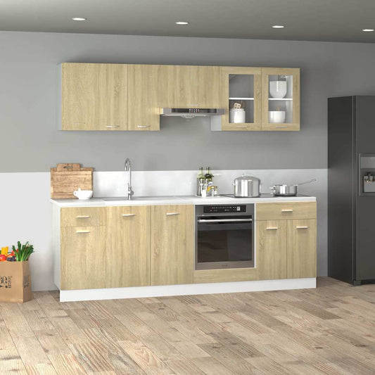 vidaXL 8 Piece Kitchen Cabinet Set Lyon  Sonoma Oak Engineered Wood