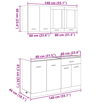 vidaXL 4 Piece Kitchen Cabinet Set Lyon Sonoma Oak Engineered Wood