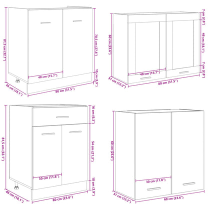 vidaXL 4 Piece Kitchen Cabinet Set Lyon Sonoma Oak Engineered Wood