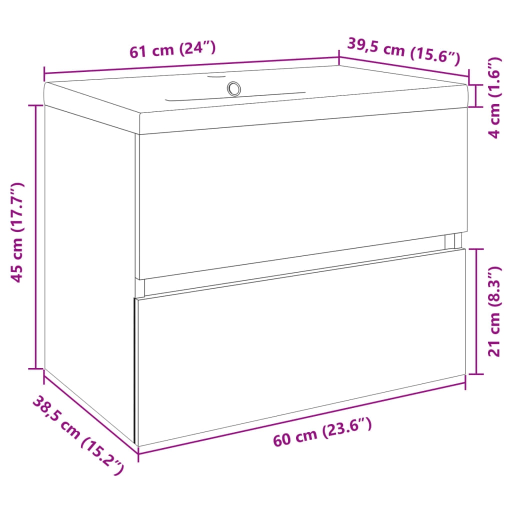 vidaXL 2 Piece Bathroom Furniture Set Ceramic and Engineered Wood