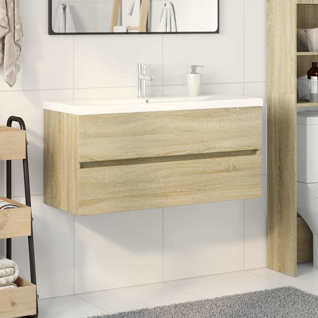 vidaXL 2 Piece Bathroom Furniture Set Ceramic and Engineered Wood