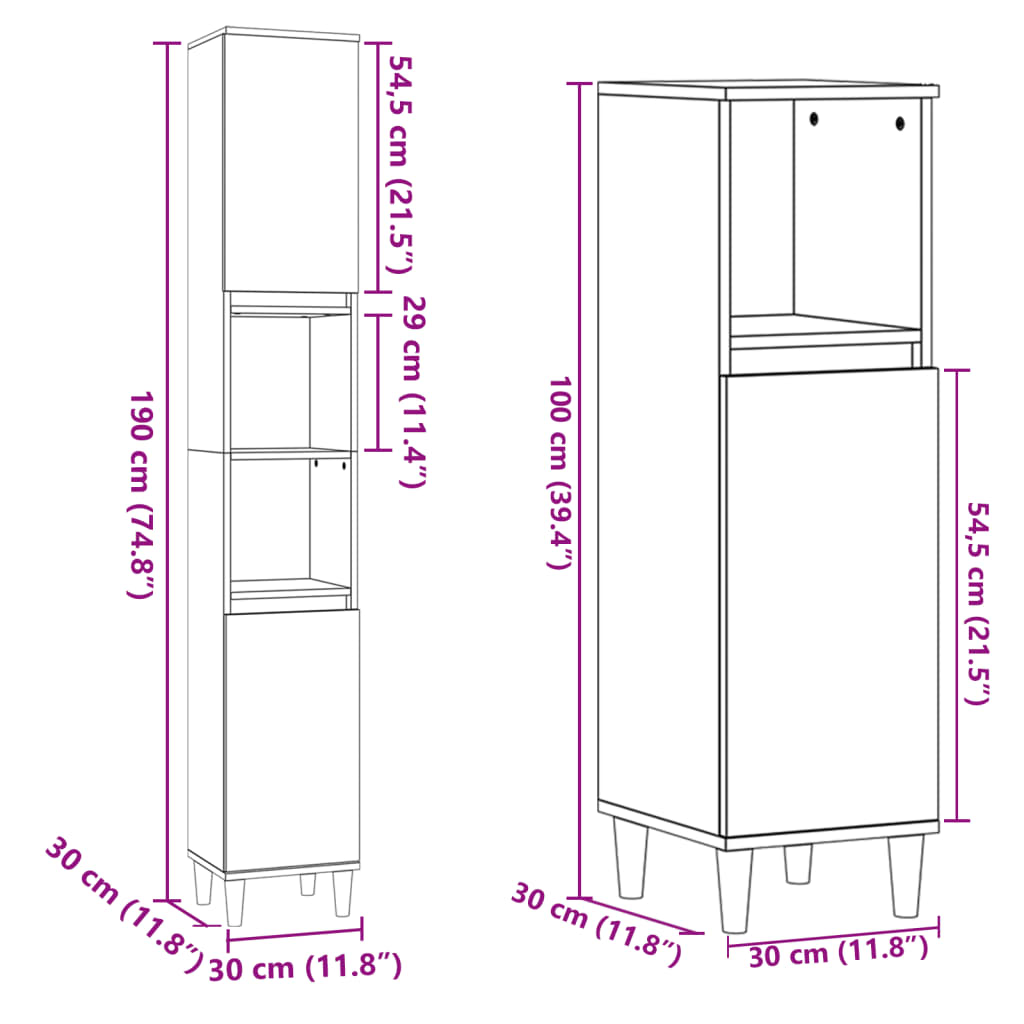 vidaXL 3 Piece Bathroom Furniture Set Sonoma Oak Engineered Wood