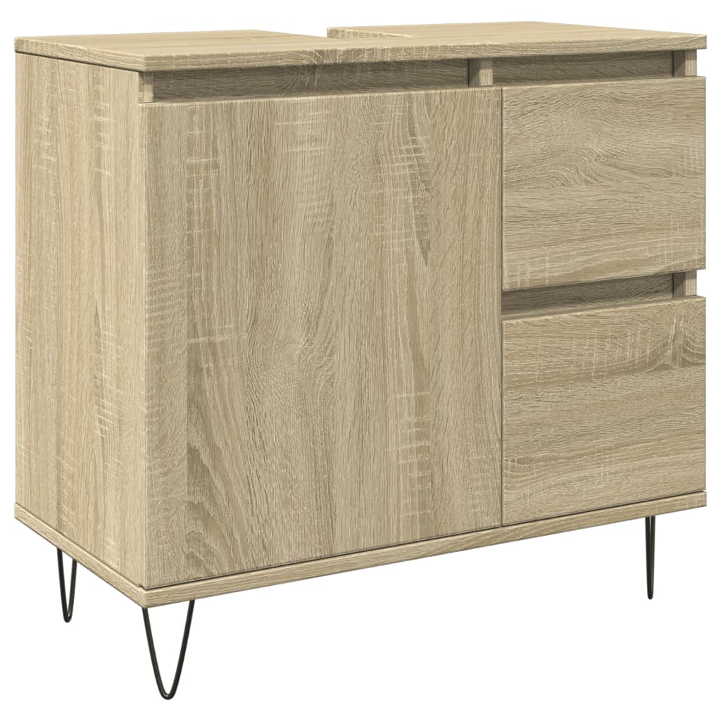 vidaXL 3 Piece Bathroom Furniture Set Sonoma Oak Engineered Wood