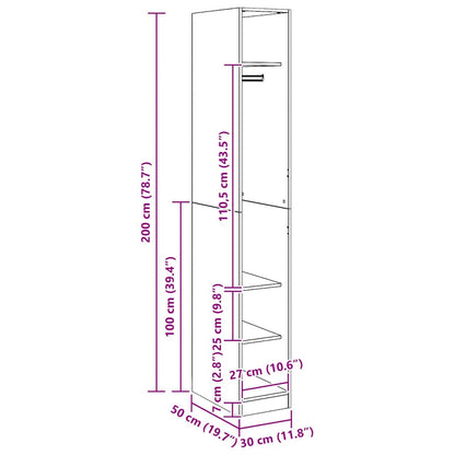 vidaXL Wardrobe Artisian Oak 30x50x200 cm Engineered Wood
