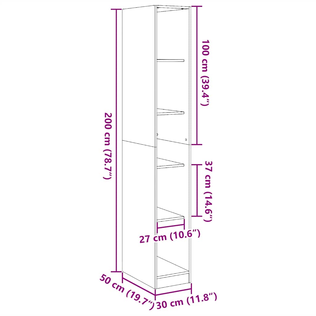 vidaXL Wardrobe White 30x50x200 cm Engineered Wood