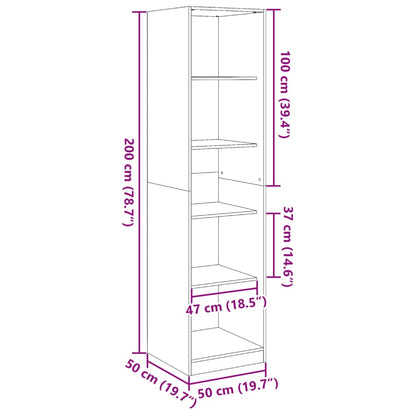 vidaXL Wardrobe Concrete Grey 50x50x200 cm Engineered Wood