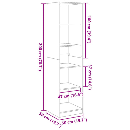 vidaXL Wardrobe Smoked Oak 50x50x200 cm Engineered Wood