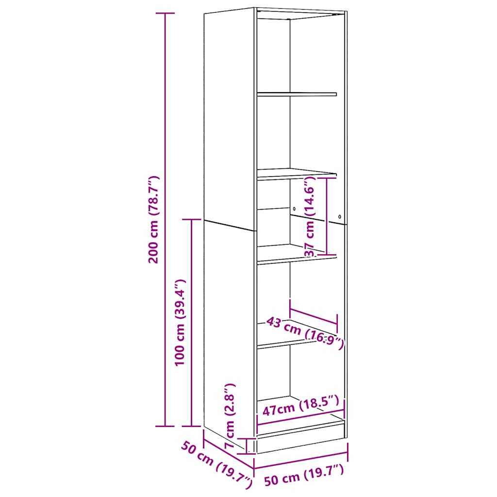 vidaXL Wardrobe Artisian Oak 50x50x200 cm Engineered Wood