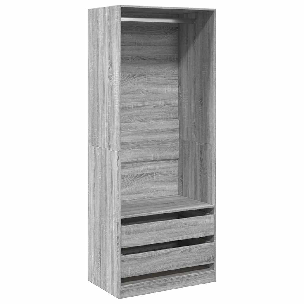 vidaXL Wardrobe Grey Sonoma 80x50x200 cm Engineered Wood
