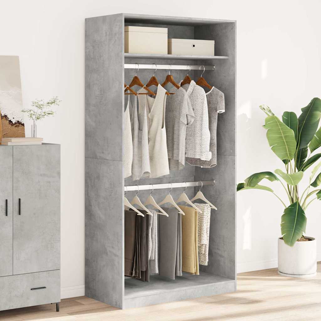vidaXL Wardrobe Concrete Grey 100x50x200 cm Engineered Wood