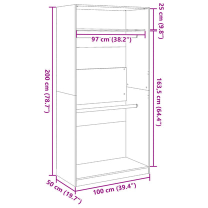 vidaXL Wardrobe Grey Sonoma 100x50x200 cm Engineered Wood
