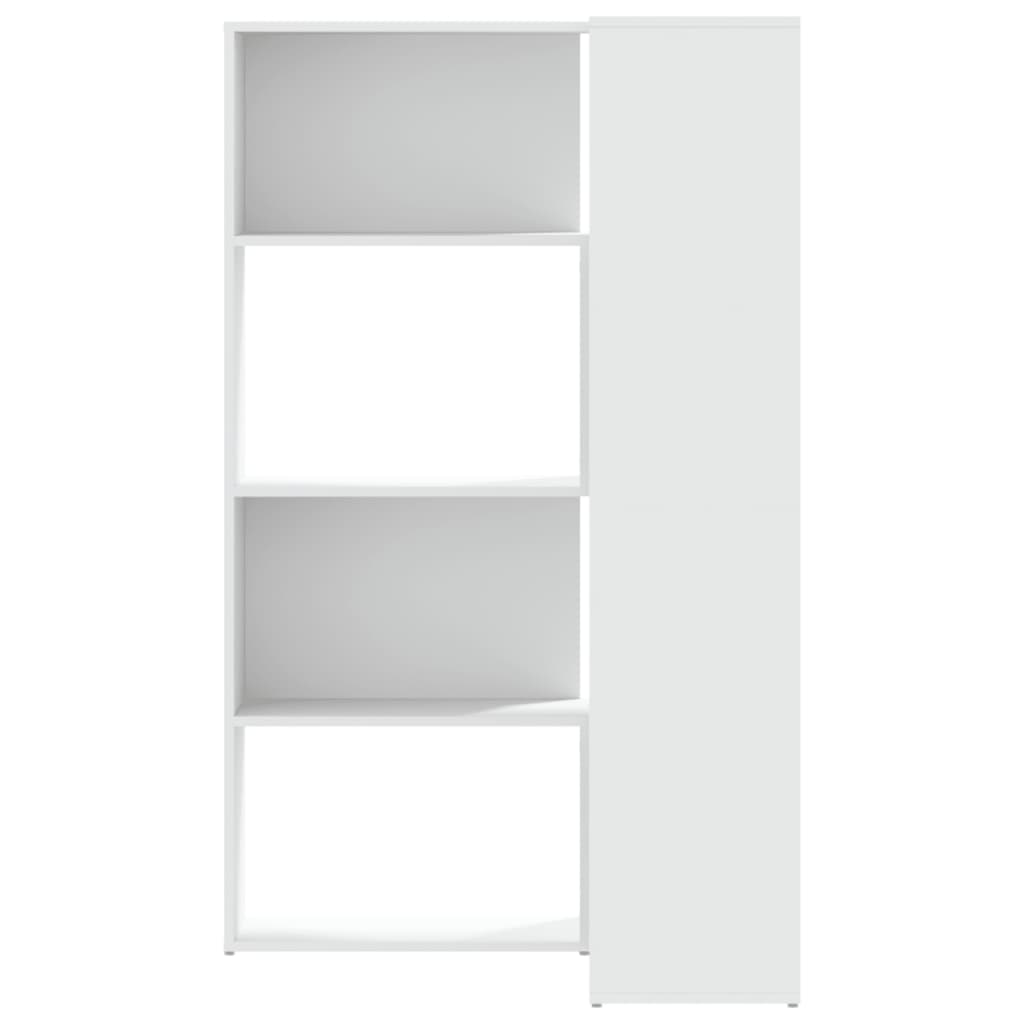 vidaXL Corner Bookcase 4-Tier White 85x85x140 cm Engineered Wood