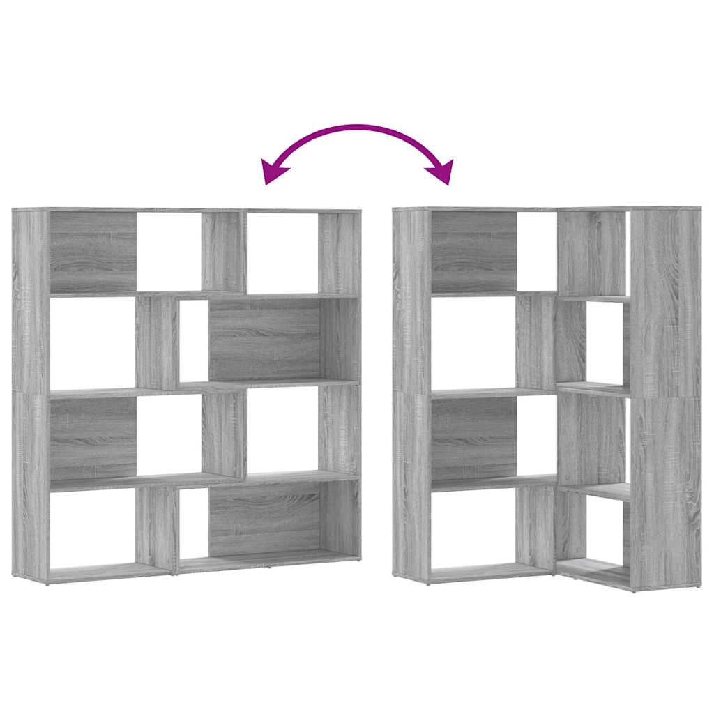 vidaXL Corner Bookcase 4-Tier Grey Sonoma 85x85x140 cm Engineered Wood