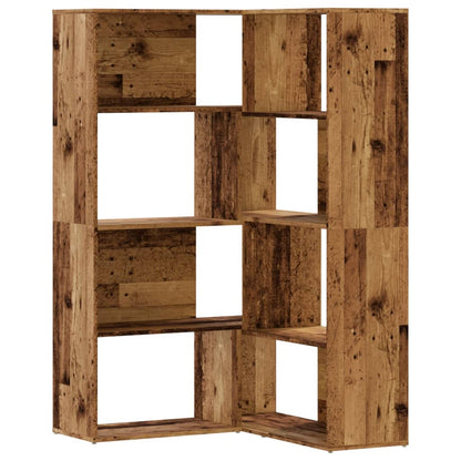 vidaXL Corner Bookcase 4-Tier Old Wood 85x85x140 cm Engineered Wood