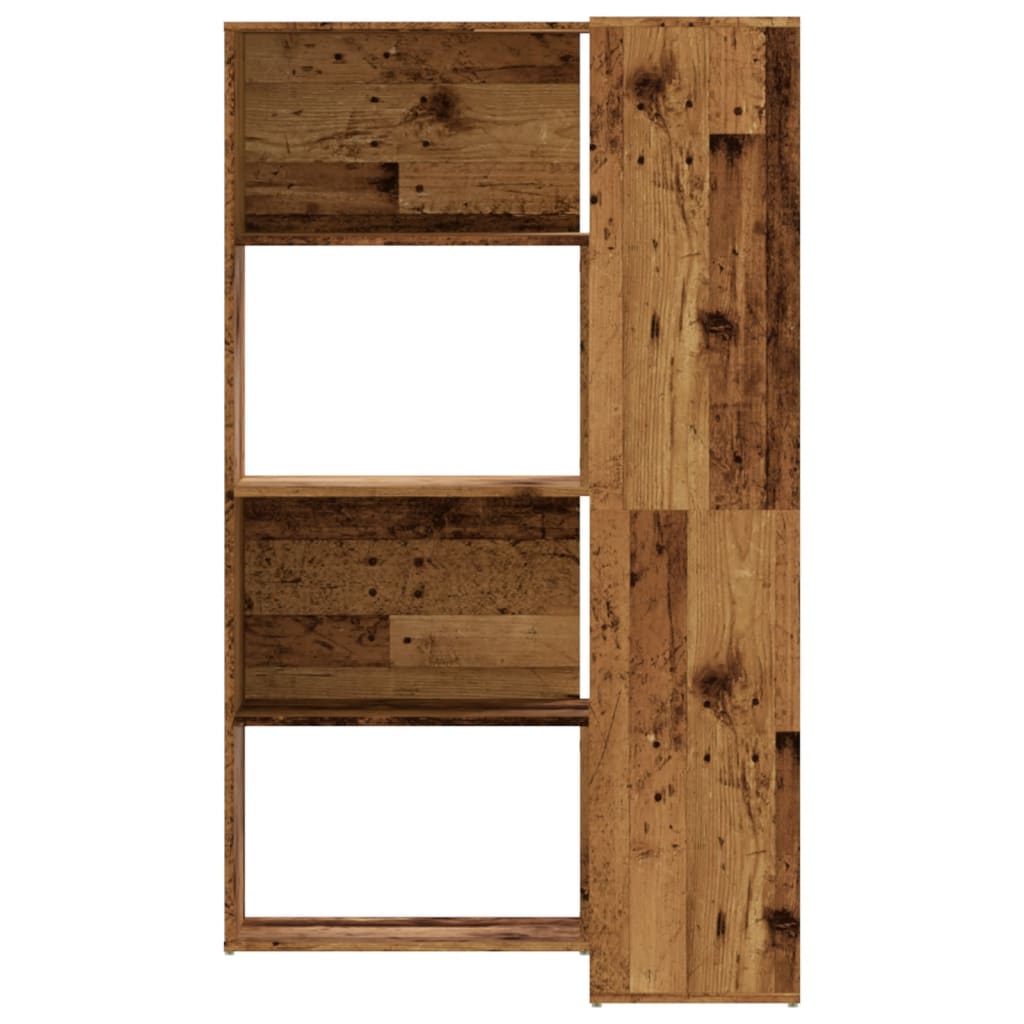 vidaXL Corner Bookcase 4-Tier Old Wood 85x85x140 cm Engineered Wood