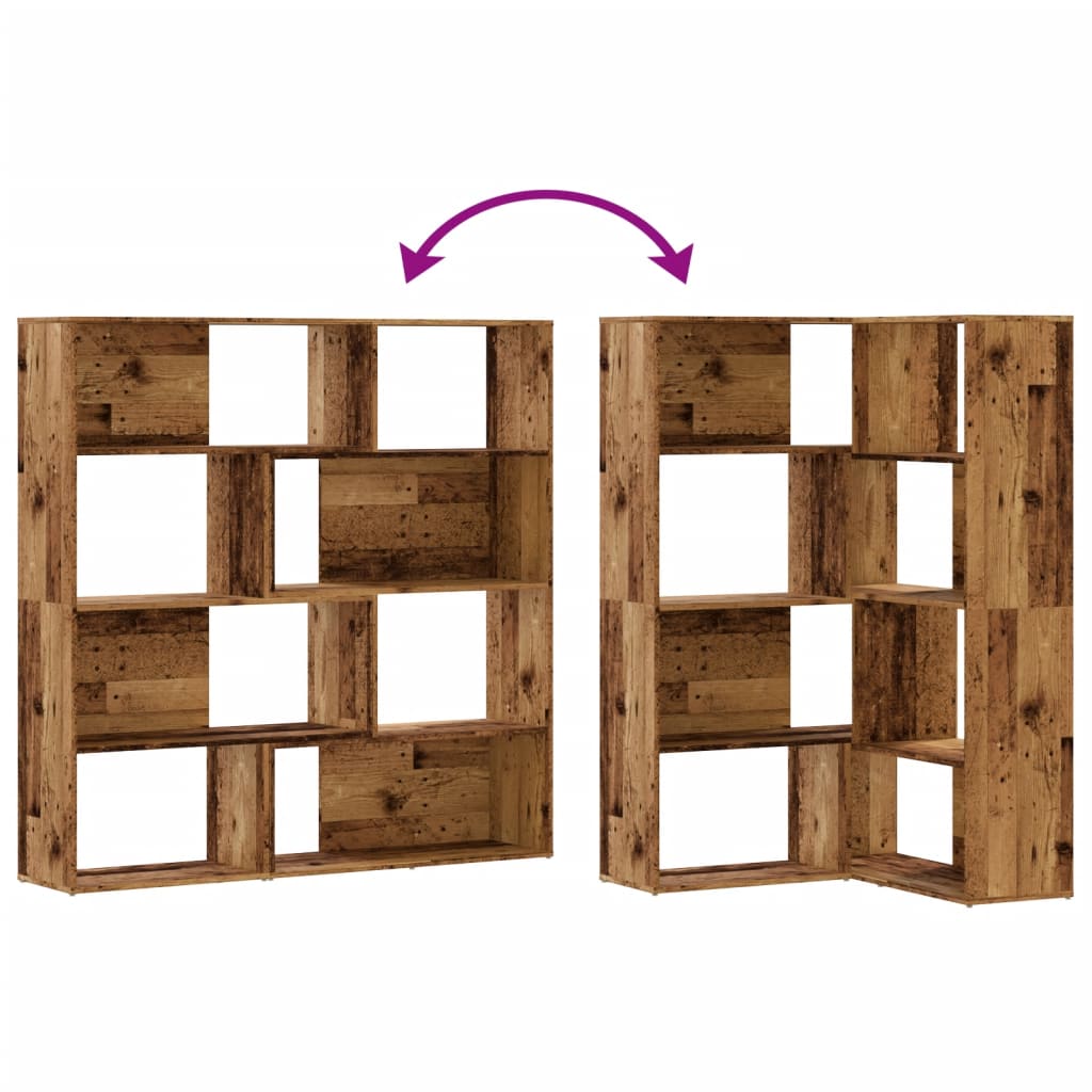 vidaXL Corner Bookcase 4-Tier Old Wood 85x85x140 cm Engineered Wood