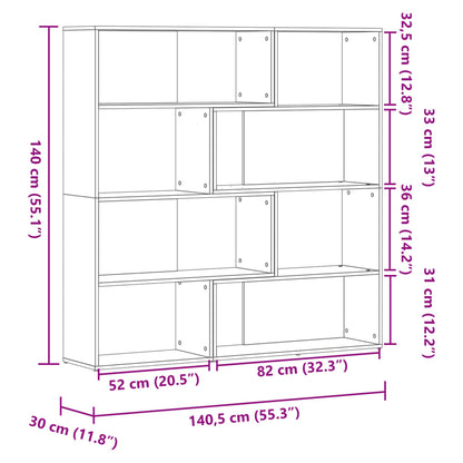 vidaXL Corner Bookcase 4-Tier Old Wood 85x85x140 cm Engineered Wood