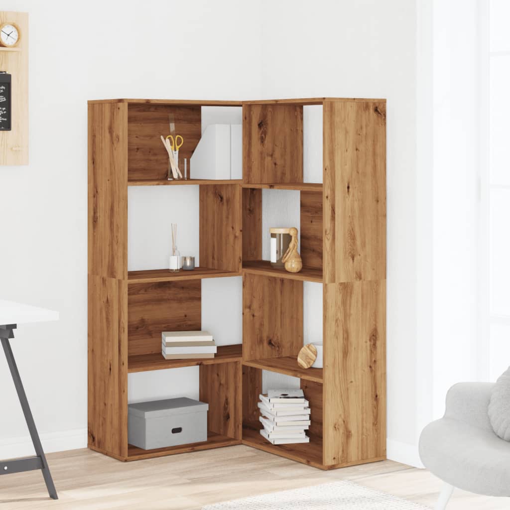 vidaXL Corner Bookcase 4-Tier Artisian Oak 85x85x140cm Engineered Wood