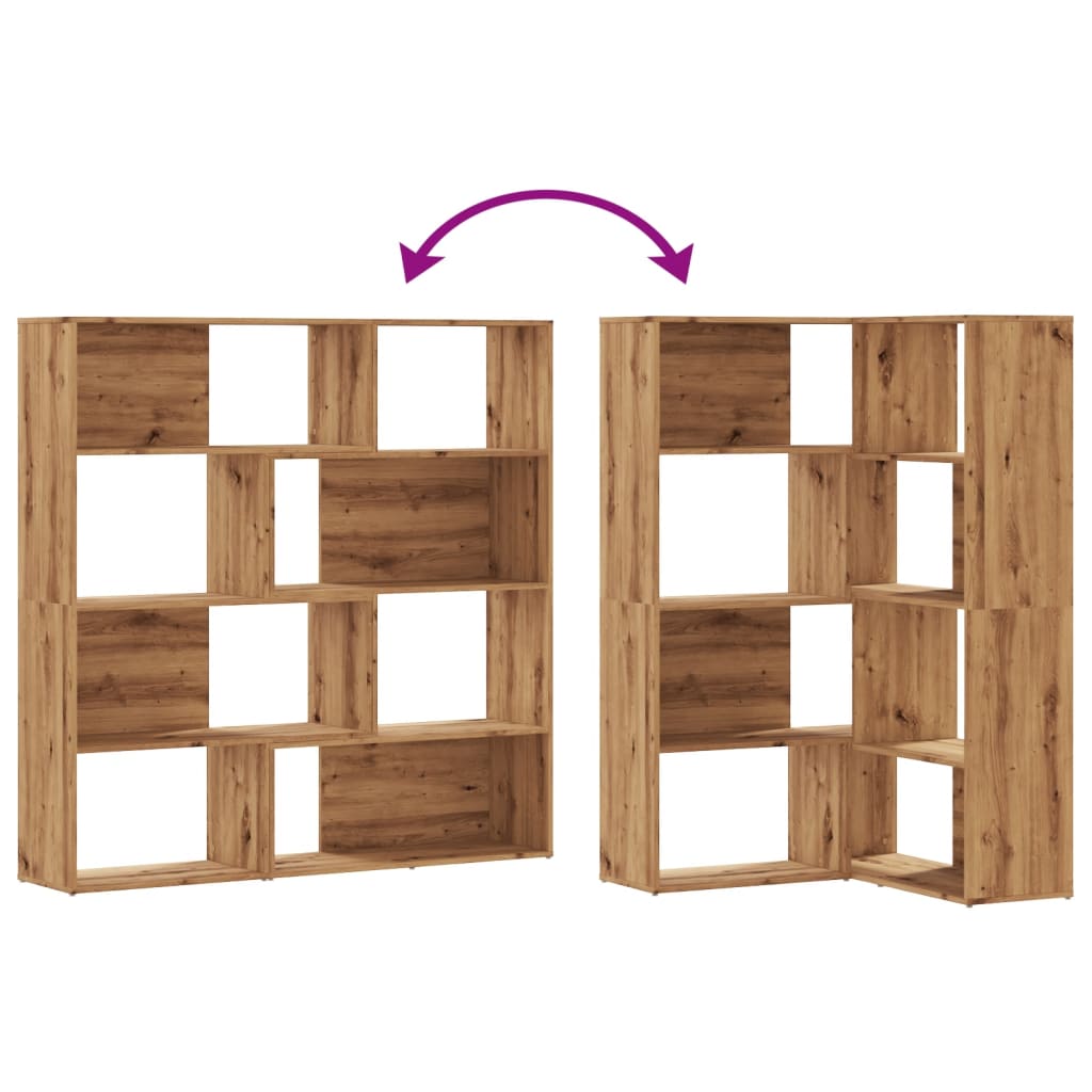 vidaXL Corner Bookcase 4-Tier Artisian Oak 85x85x140 cm Engineered Wood