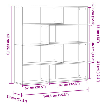 vidaXL Corner Bookcase 4-Tier Artisian Oak 85x85x140cm Engineered Wood