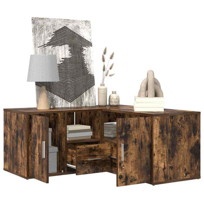 vidaXL Corner Cabinet Smoked Oak 160x40x45 cm Engineered Wood