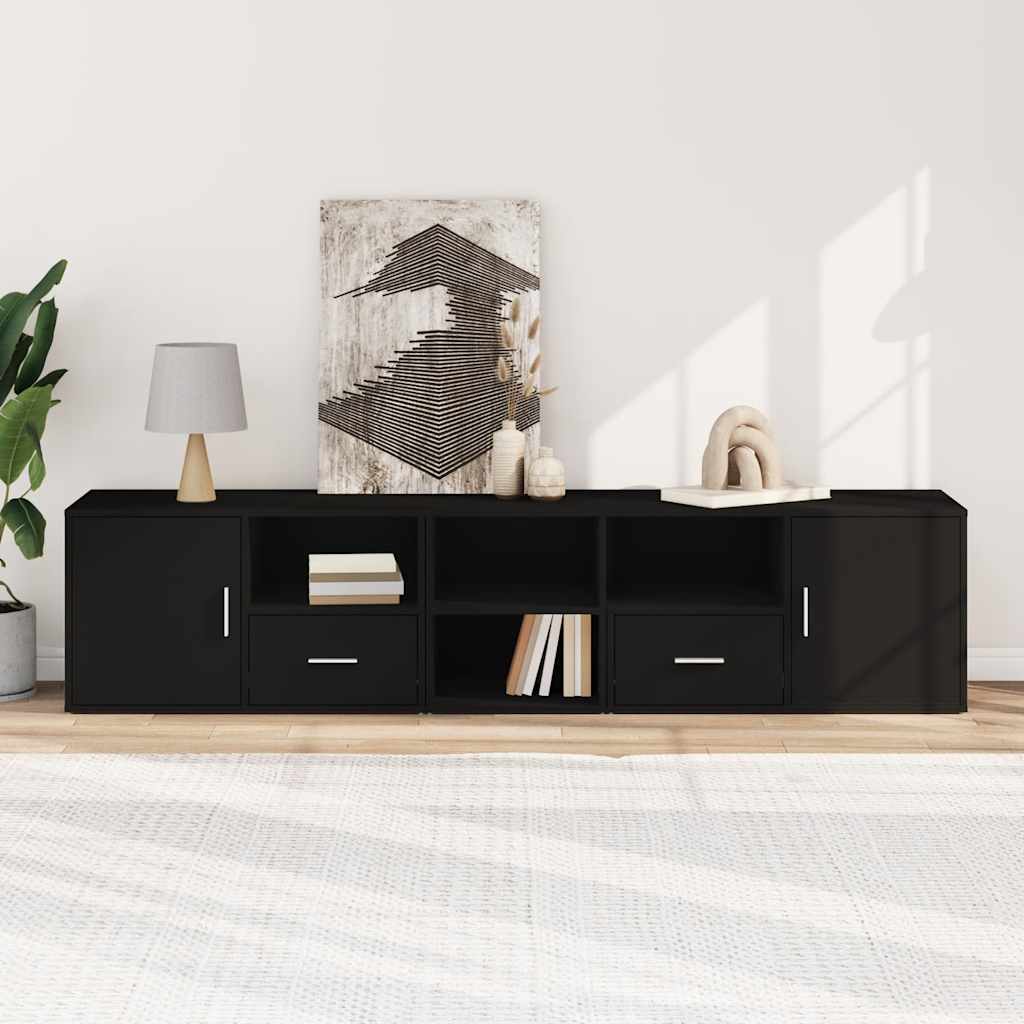 vidaXL Corner Cabinet Black 200x40x45 cm Engineered Wood