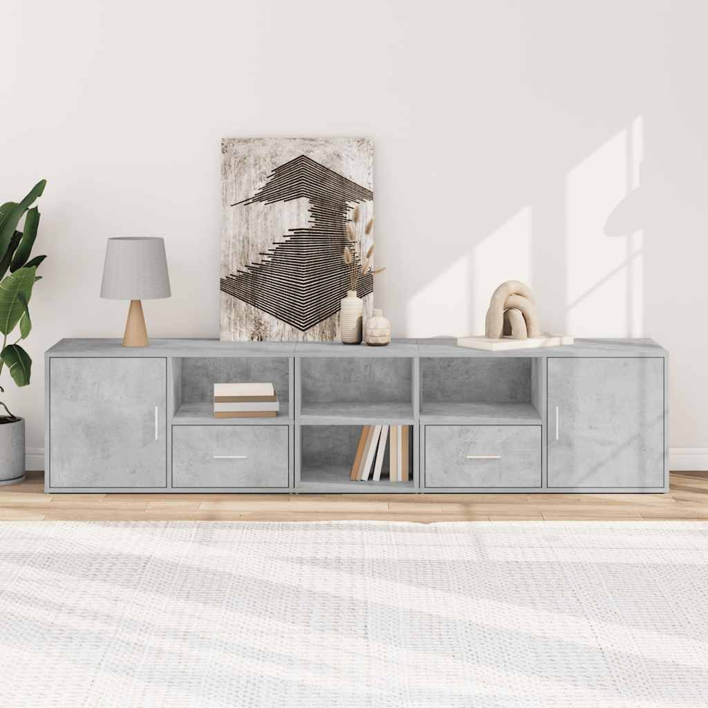 vidaXL Corner Cabinet Concrete Grey 200x40x45 cm Engineered Wood