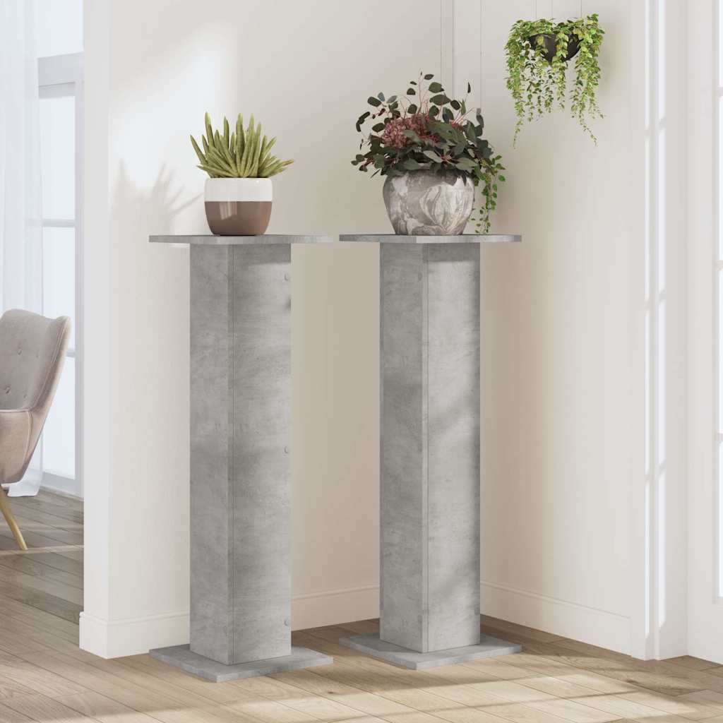 vidaXL Plant Stands 2 pcs Concrete Grey 30x30x95 cm Engineered Wood