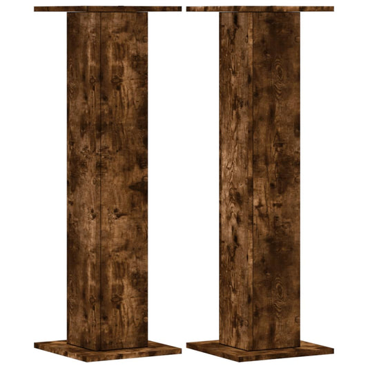 vidaXL Plant Stands 2 pcs Smoked Oak 30x30x95 cm Engineered Wood
