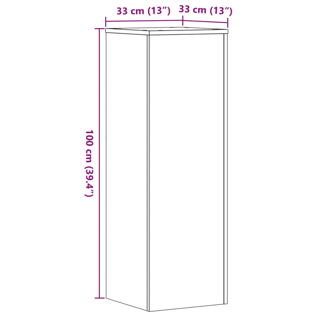 vidaXL Plant Stands 2 pcs Smoked Oak 33x33x100 cm Engineered Wood