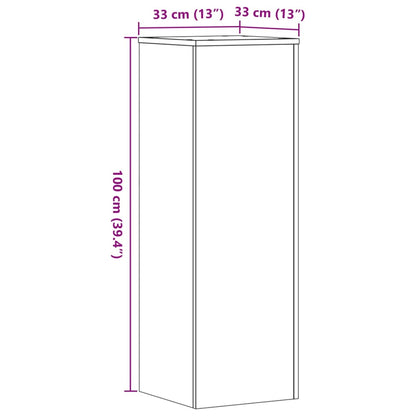 vidaXL Plant Stands 2 pcs Smoked Oak 33x33x100 cm Engineered Wood