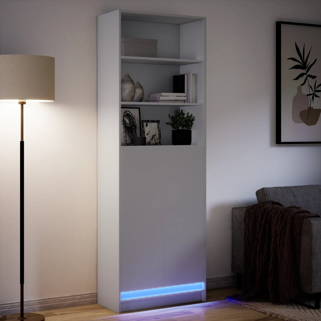 vidaXL Highboard with LED White 69x32,5x200 cm Engineered Wood