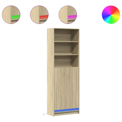 vidaXL Highboard with LED Sonoma Oak 69x32,5x200 cm Engineered Wood
