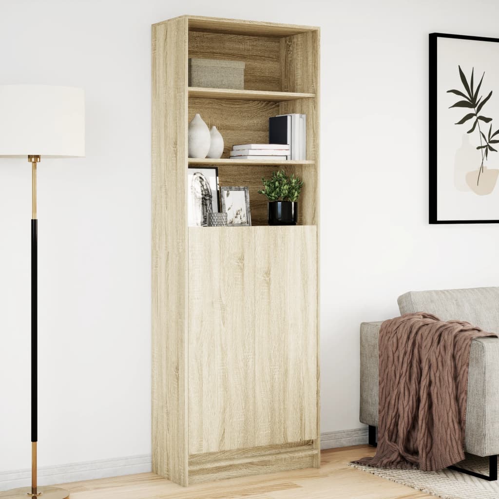 vidaXL Highboard with LED Sonoma Oak 69x32,5x200 cm Engineered Wood