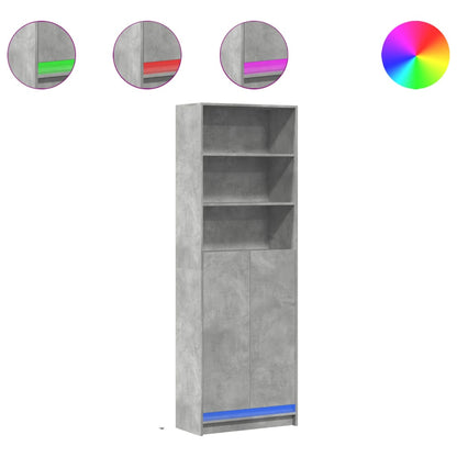 vidaXL Highboard with LED Concrete Grey 69x32,5x200 cm Engineered Wood