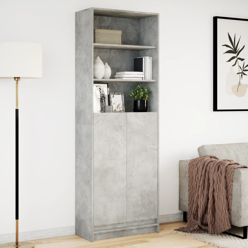 vidaXL Highboard with LED Concrete Grey 69x32,5x200 cm Engineered Wood