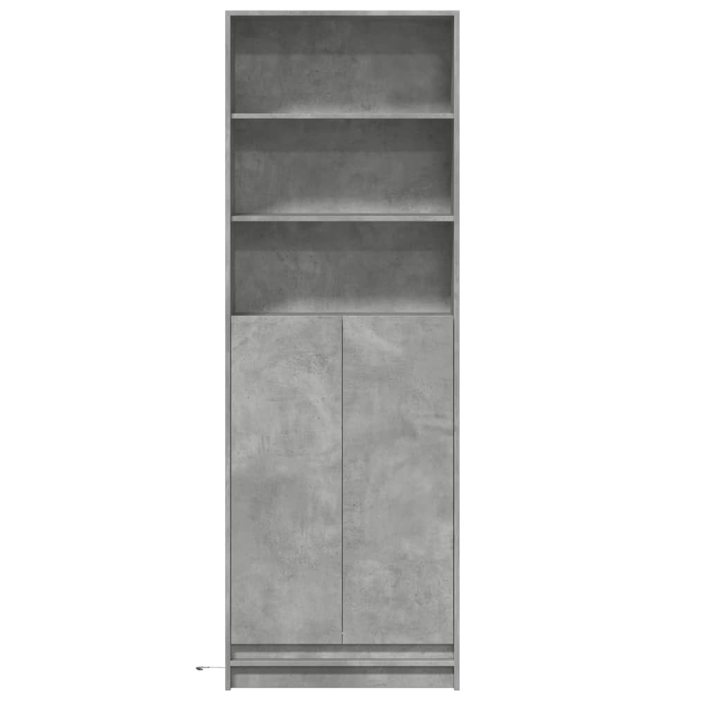 vidaXL Highboard with LED Concrete Grey 69x32,5x200 cm Engineered Wood