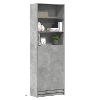 vidaXL Highboard with LED Concrete Grey 69x32,5x200 cm Engineered Wood