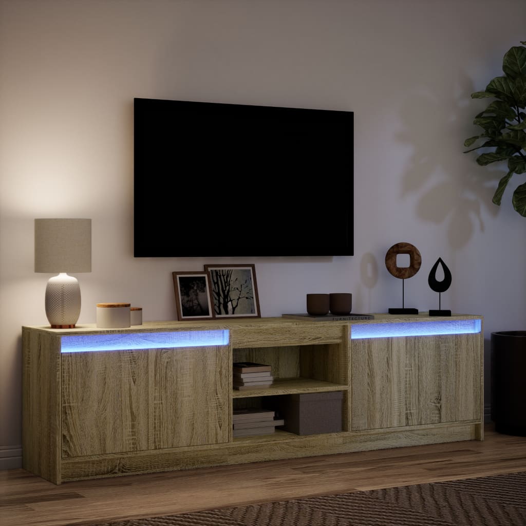 vidaXL TV Cabinet with LED Sonoma Oak 180x34x50 cm Engineered Wood