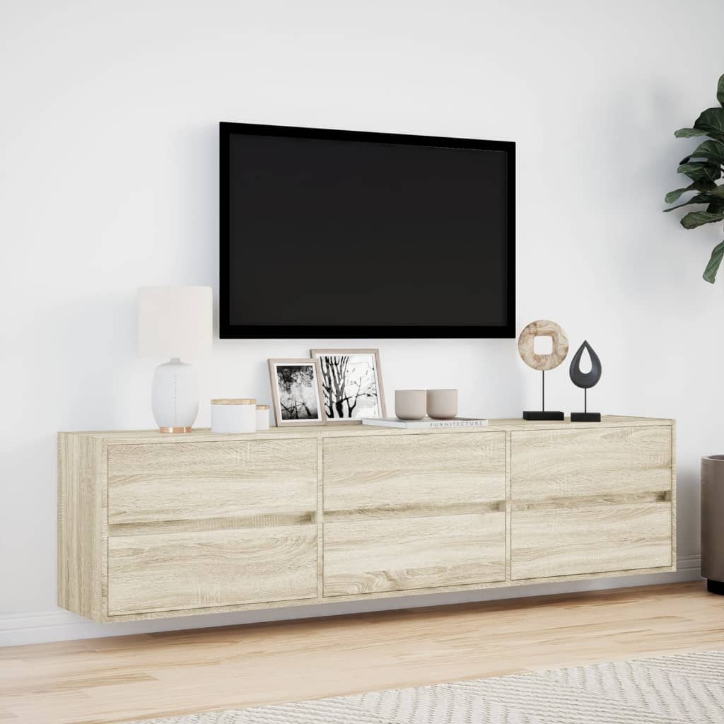 vidaXL TV Wall Cabinet with LED Sonoma Oak 180x31x45 cm
